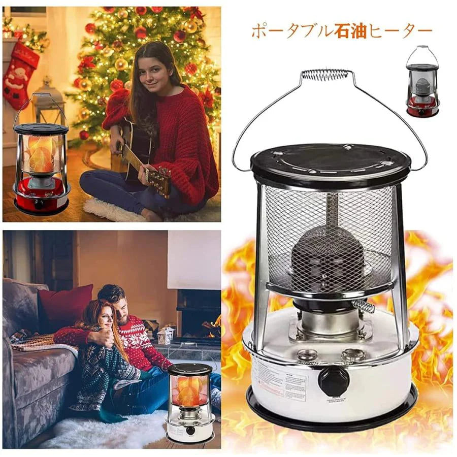 石油ストーブ 対流式 灯油暖房ストーブ 6L 省エネ 赤外線熱 高効率燃焼 小型 軽量 ストーブ 屋外 防災 部屋 キャンプ 防寒対策 緊急設備 (白-鉄-6L)