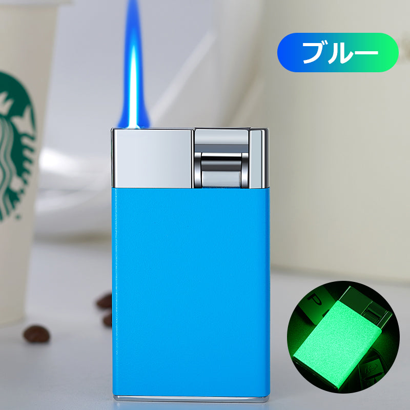 夜光ライター 火力 節可能 持ちやすい 軽量薄型登山 キャンプ 防災 おしゃれ 誕生日 記念日 プレゼント s104B(ブルー)