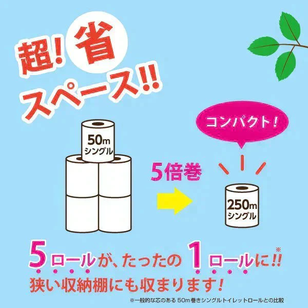 トイレットペーパー 丸富製紙 ペンギン芯なし 超ロング250m パルプ シングル 4ロールＸ8パック