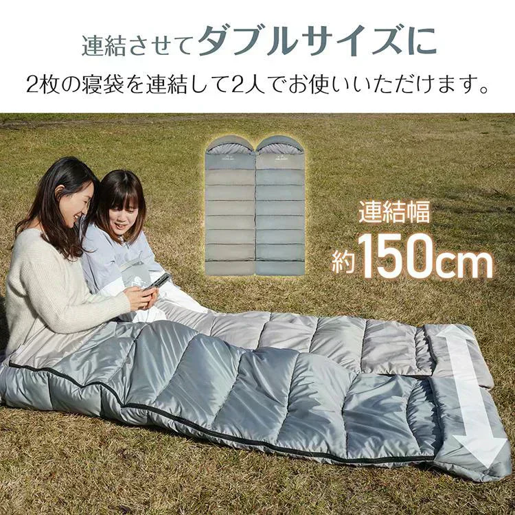 【ブラウン】寝袋 冬用 2024新 シュラフ 封筒型 足元二重保温カバー 連結可能 軽量 洗える 防災士監修