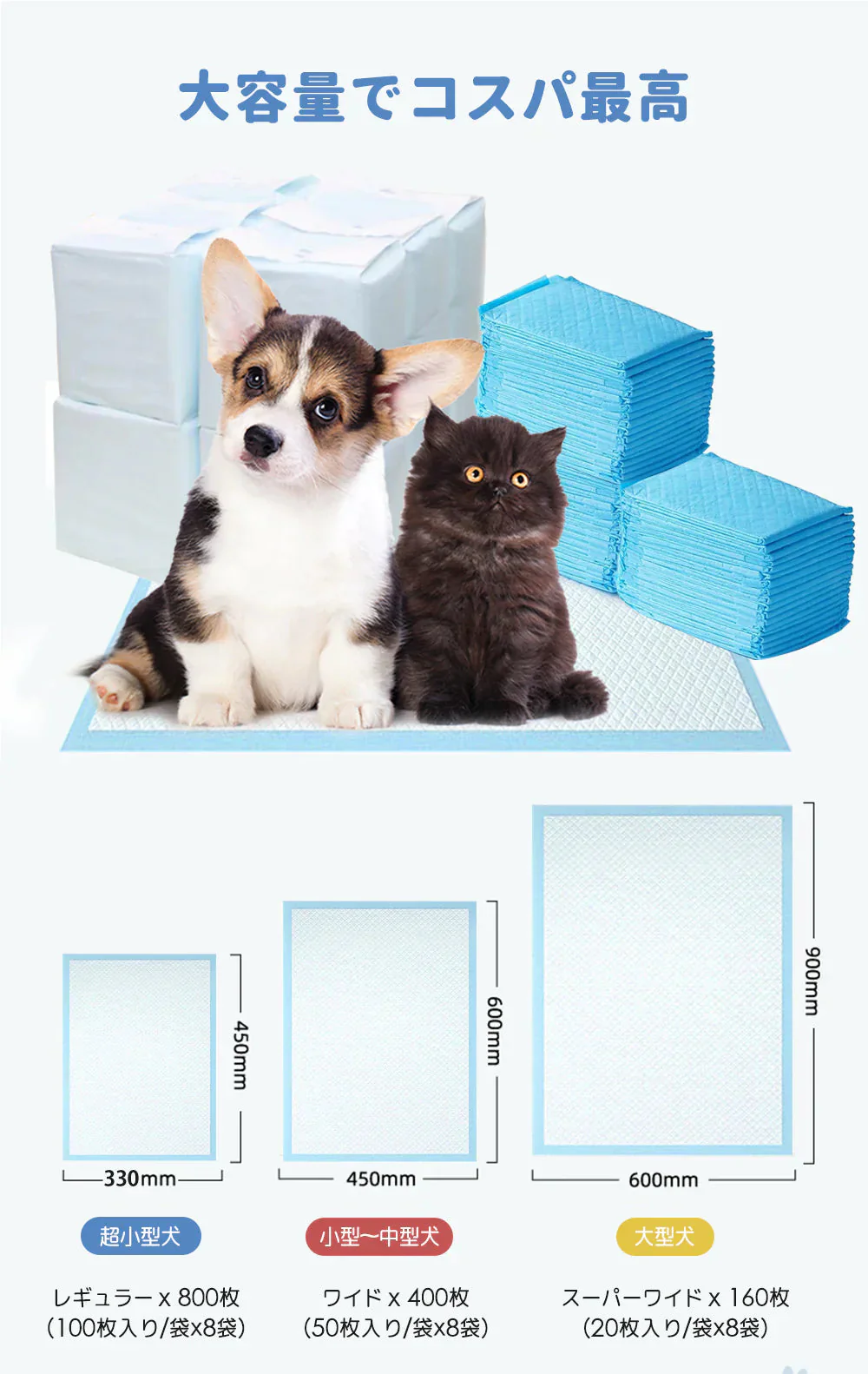 【ペットが外出時の必携】＼ 大型犬 160枚 ／抗菌 ペットシーツ トイレシーツ ペットグッズ 無香 消臭 ペットシーツ 犬 猫 トイレシート ペットシーツ 大型犬 超吸水 大判 デオシート しっかり 吸収 ペットシーツ ワイド ペットシート トイレシート 使い捨て ペットシーツ
