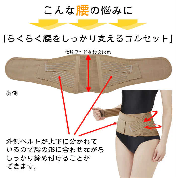 らくらく腰をしっかり支えるコルセット M〜L◆腰ベルト 腰痛ベルト 腰用 腰痛対策 サポーター 腰サポーター 骨盤ベルト 補正 スポーツ サポートベルト メッシュ 腰 二段式調整 男女兼用 メッシュ素材