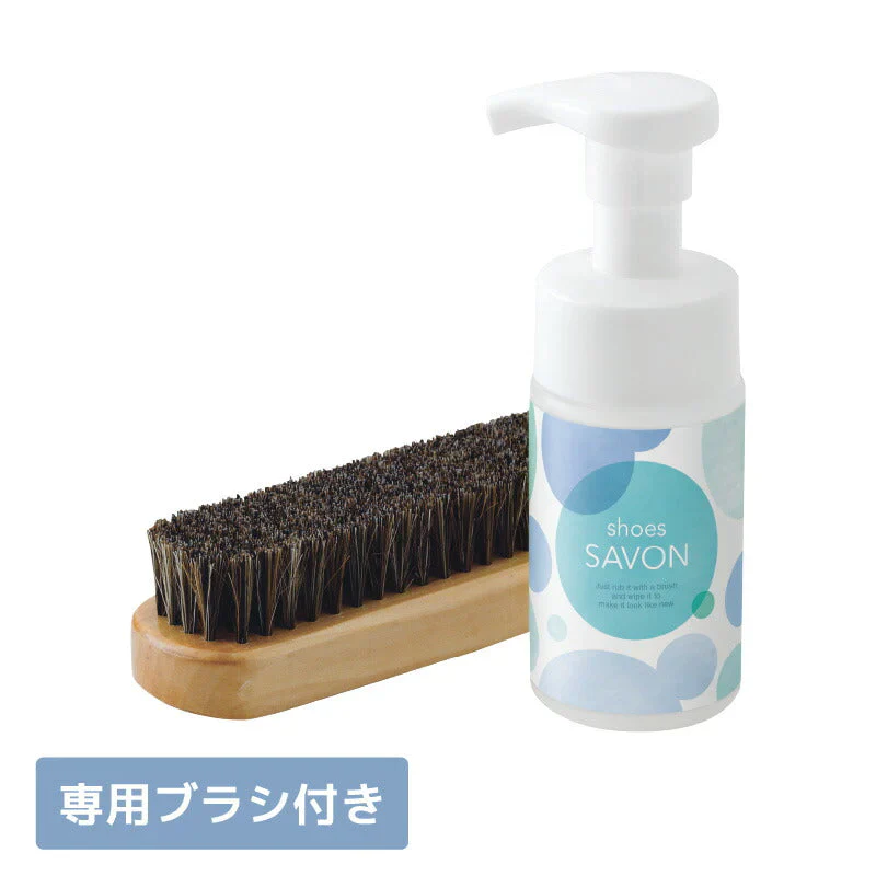 シューズクリーナー 日本製 shoes SAVON スターターキット スニーカークリーナー 100ml  専用ブラシ付セット 靴クリーナー 洗剤 汚れ落としクリーナー 保革 手入れ 靴 バッグ 財布 ソファ 革製品 靴磨き 上履き 簡単上履き洗い