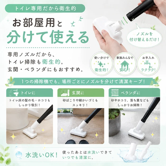 掃除機 ノズル トイレ 庭 ベランダ 生分解性樹脂で作った おトイレ用掃除機ノズル