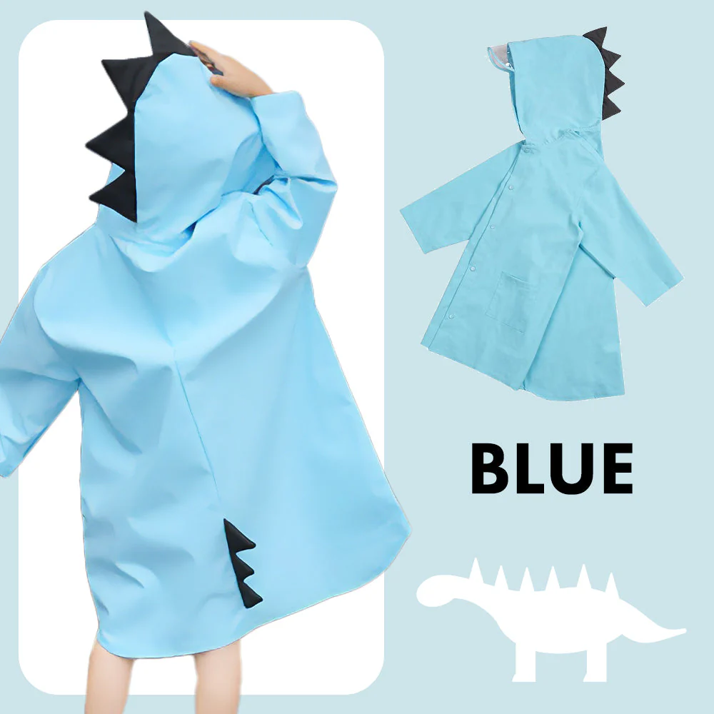 【ブルー 80サイズ Sサイズ】レインコート 恐竜 キッズ 子供用 怪獣かわいい カッパ 雨がっぱ カラフル レインウェア レインポンチョ キッズレインコート 雨具 携帯 旅行 防水 撥水 保育所 保育園 幼稚園 小学生 小学校 低学年 男の子 女の子
