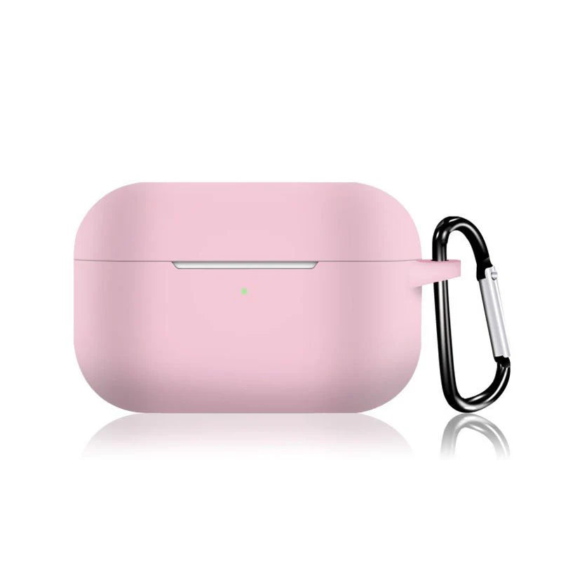 AirPodsPro対応ケース 白 シリコン AirPods Pro Case カバー カラビナ付き エアーポッズプロケース 防塵 耐衝撃 air pods proケース ソフトケース フック付き