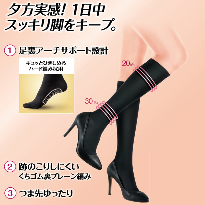 スリムウォーク認定販売店【美脚ハイソックス（SMサイズ）】ふくらはぎ おそと用 靴下 着圧 美脚 ピップ