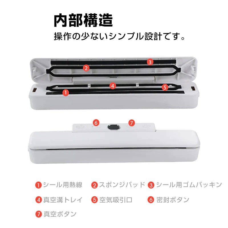 真空パック機 真空パック器 家庭用 シーラー 自動 食品 包装 梱包 真空 シール 2WAY 真空圧 圧縮 小分け 包装 マシン 強力密封 操作簡単 鮮度長持ち キッチン