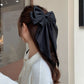(ネイビー)*(ワンサイズ)リボンバレッタ 大きい リボンヘアアクセサリー ヘアクリップ  ダブル 清楚 ガーリー エレガント ヘアピン ビックリボン
