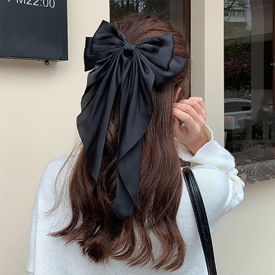 (ライトピンク)*(ワンサイズ)リボンバレッタ 大きい リボンヘアアクセサリー ヘアクリップ  ダブル 清楚 ガーリー エレガント ヘアピン ビックリボン