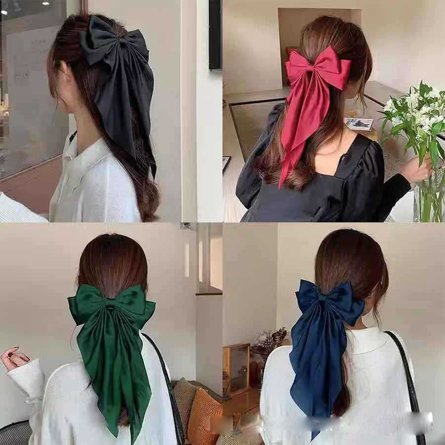 (ピンク)*(ワンサイズ)リボンバレッタ 大きい リボンヘアアクセサリー ヘアクリップ  ダブル 清楚 ガーリー エレガント ヘアピン ビックリボン