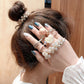 (ピンク)ヘアゴム 3点セット キラキラ 髪留め ブレスレット おしゃれ おとな ヘアアクセサリー ヘアアレンジ シンプル