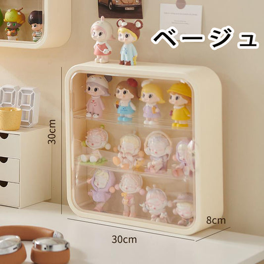 コレクションケース アクリル製 フィギュアケース 3段 ステージ ディスプレイケース 卓上 透明 防塵 コレクションケース棚 模型 展示用 壁掛け可能 w634E(ベージュ)