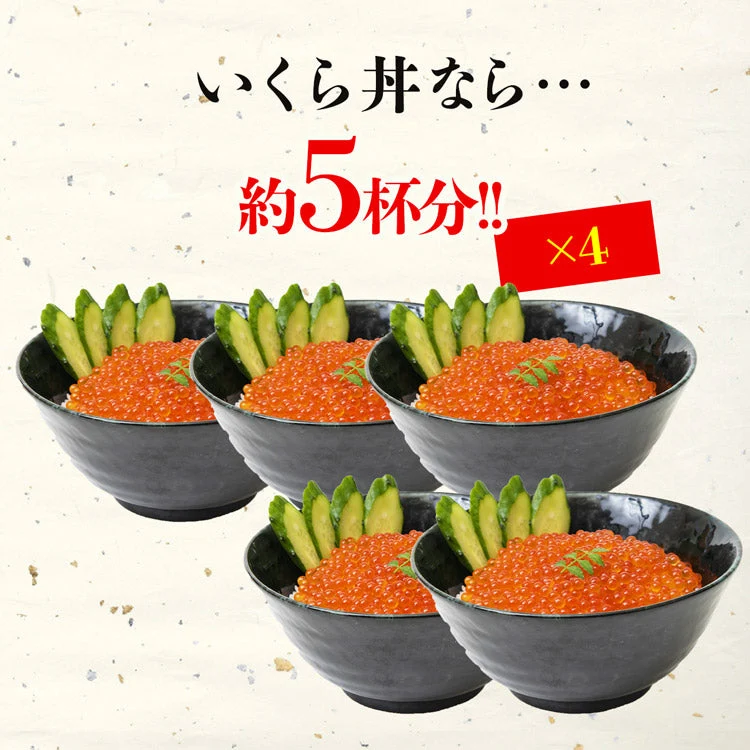 いくら 醤油漬け 250g×4パック 計1kg 粒は小さいけど味は抜群！ サーモン トラウト イクラ 丼 軍艦 手巻き寿司 ちらし寿司 送料無料 冷凍便 お取り寄せグルメ 食品 ギフト