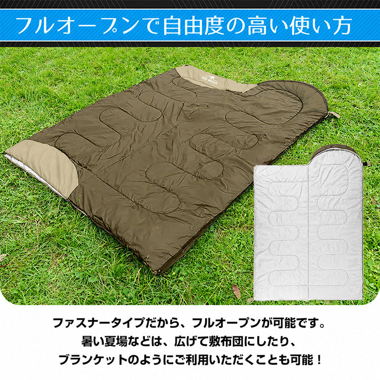 寝袋 「グレー」 冬用 最強 シュラフ 封筒型寝袋 洗える 1.95kg 封筒寝袋 キャンプ用品 車中泊 掛け布団 連結可能 軽量 防災 暖かい 登山 防寒 オールシーズン 簡易布団