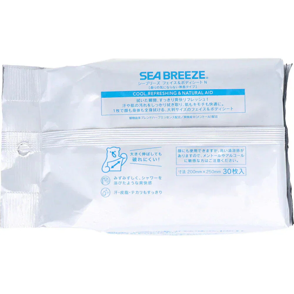 SEABREEZE シーブリーズ フェイス&ボディシート N 大判サイズ 無香タイプ 30枚入り X6パック