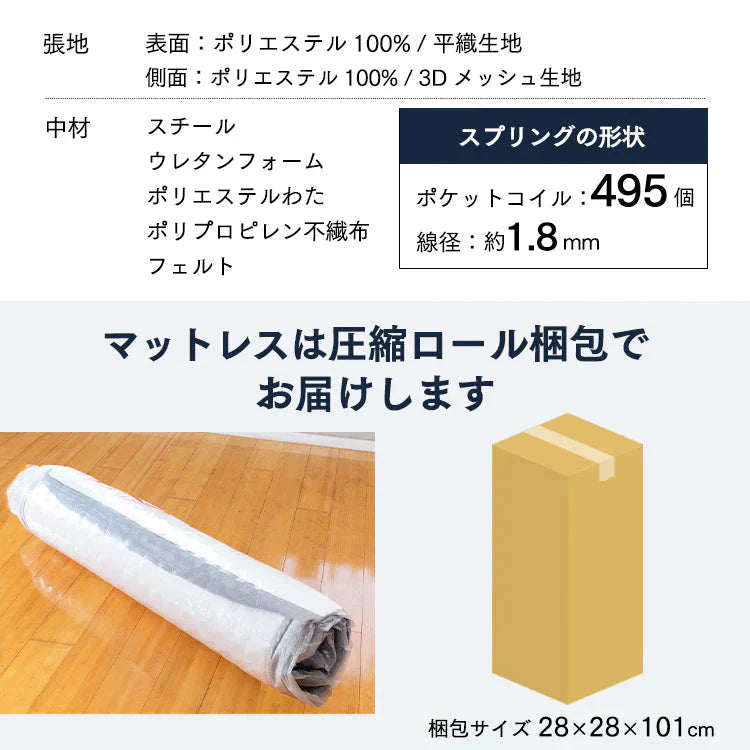 【カートアップNG】アイリスプラザ ポケットコイルマットレス 極厚20cm 2層ウレタン・こだわり10層構造 3Dメッシ
