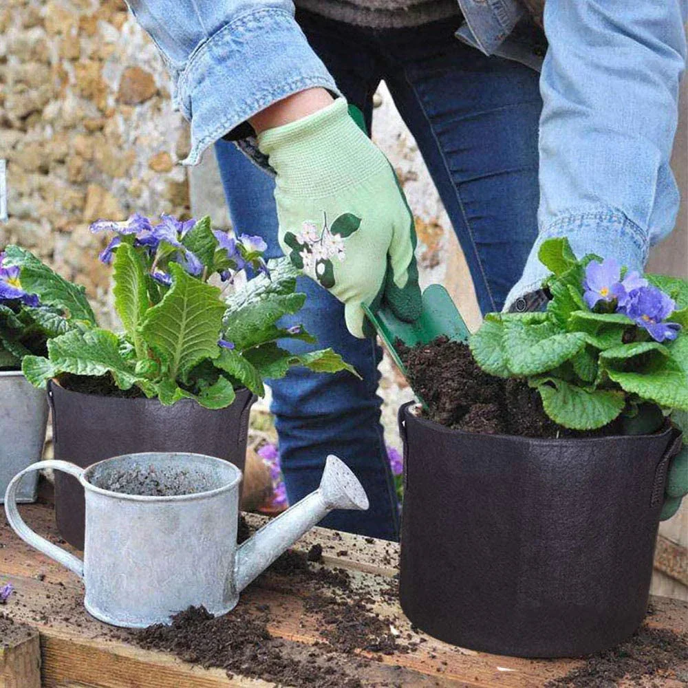 即納商品　5個セット 10ガロン　プランター 布鉢 栽培袋 フェルト 不織布ポット 植え袋 ガーデン 通気性 diy 園芸 植物育成 野菜栽培 大容量（w077-3）