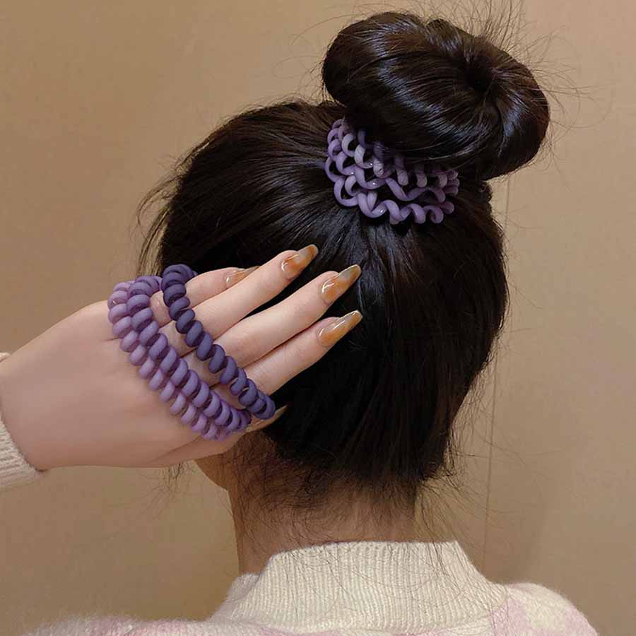 (ローヤルブルー)ヘアゴム6点セット スプリングヘアゴム ブレス まとめ髪 プチプラ ヘアアクセサリー 痛くない からまない