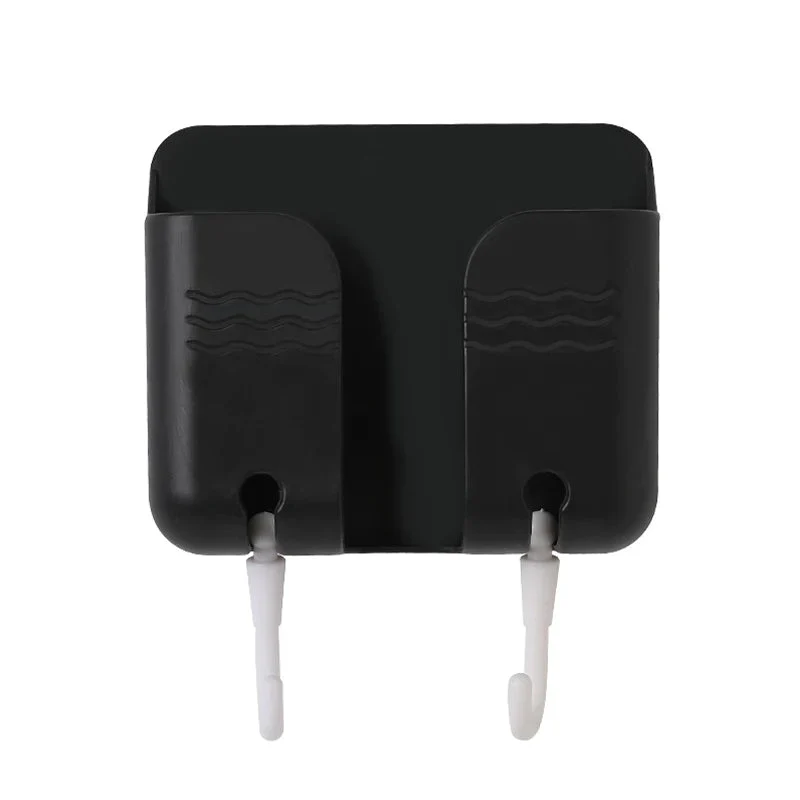 壁掛け 収納 スマホスタンド リモコンスタンド 白1個  携帯 ホルダー 充電コード穴あり フック付き テープ付 便利 小物入れ ラック 家具 インテリア おしゃれ