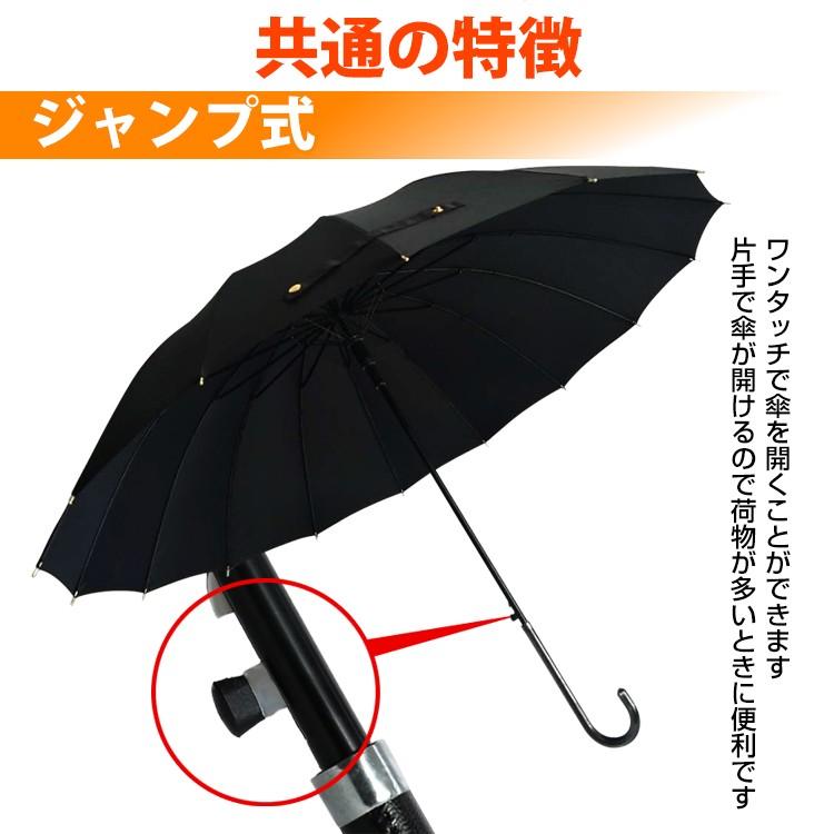 レディース 長傘 「16本骨 B ネイビー」 大きい16本骨 日傘 晴雨兼用 ジャンプ式 U字型ハンドル かさ 雨傘 紫外線 uvカット 遮光 遮熱 熱中症対策 ny132-ne