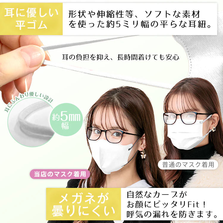 【バイカラー/ホワイト】40枚 Mサイズ ノーズワイヤーなし 立体マスク 3Dマスク カラーマスク 血色カラー バイカラー 3層構造 不織布マスク