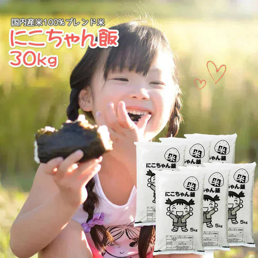 白米 30kg (5kg×6袋) にこちゃん飯 国内産 送料無料 米30キロ こめ コメ お米 お米30kg