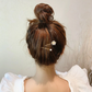 (ホワイト)ヘアピン ヘアアクセサリー 2点セット パール　ヘアクリップ パールビーズ パッチンとめ かわいい　前髪　まとめ髪