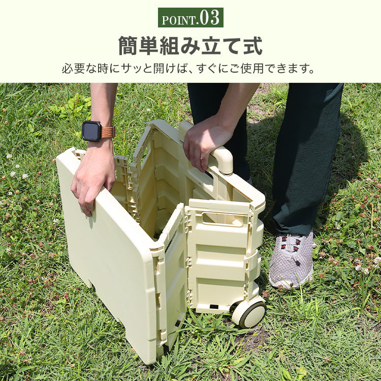 【ブラック】キャリーカート 折りたたみ 軽量 台車 フタ付 耐荷重35kg コンパクト 2輪キャスター付 灯油 キャリー カート コンテナカート 折り畳み台車 荷物運び 買い物カゴ 灯油 運搬 折り畳みボックス キャリーボックス アウトドア