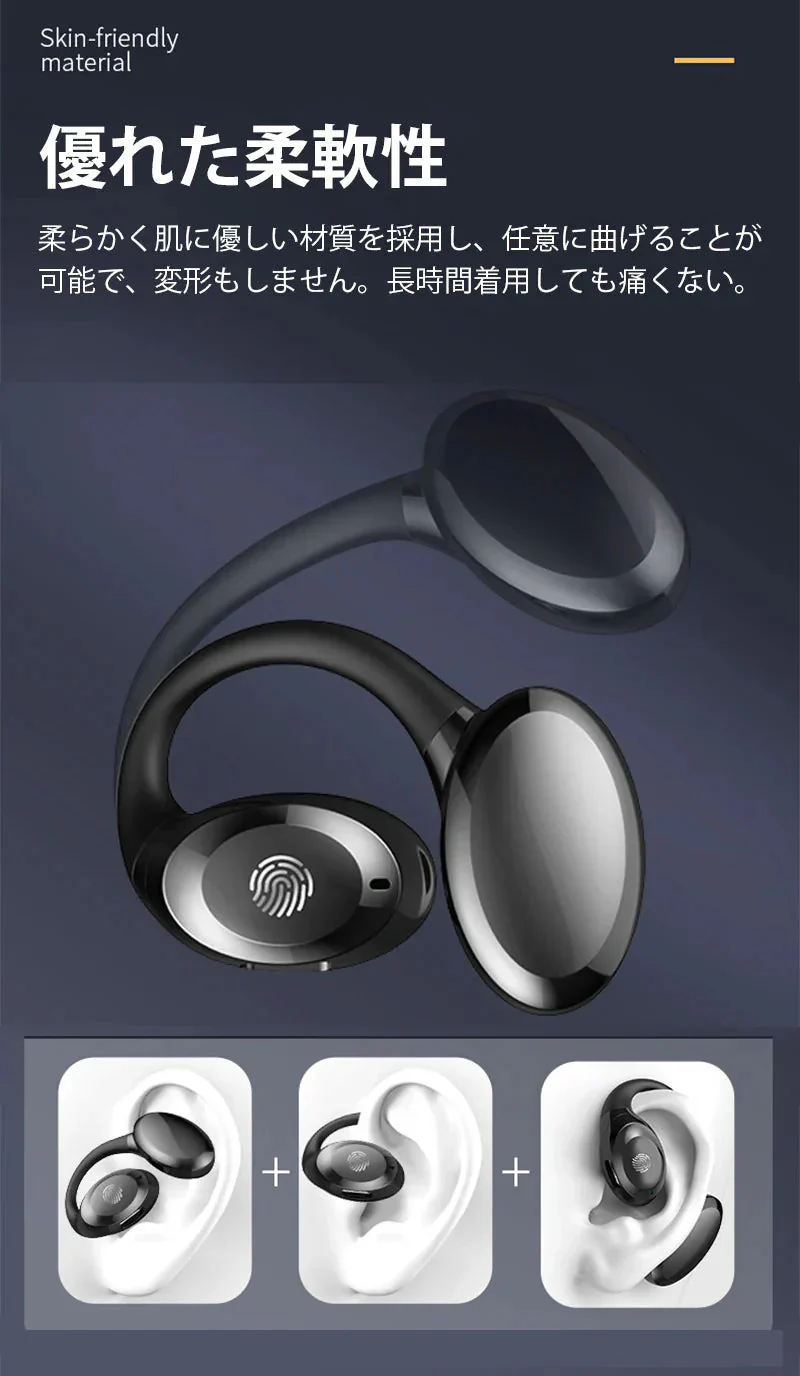 ワイヤレスイヤホン Bluetooth 5.3 耳掛け式　片耳 超軽量ブルートゥースヘッドホン ヘッドセット HIFI高音質 ワンタッチ操作 低遅延 左右分離型 自動ペア s091C(オレンジ)