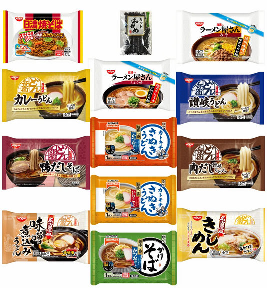 【冷凍食品 Re】日清どん兵衛 カトキチ 冷凍麺 12袋 コスパ満点 冷凍 うどん そば ラーメン 焼きそば きしめんも入った 12種詰め合せワカメおまけ付き 関東圏送料無料