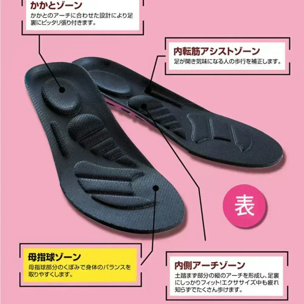 体幹筋エクササイズインソール ツインボール・Sサイズ(22.0-22.5cm)【インソール靴　極薄素材　滑り止め ウォーキング　バランス　筋力UP　カロリー消費　O脚】ダイエット インソール 中敷き 体幹筋エクササイズインソール ツインボール ダイエットインソール 衝撃吸収 レディース ダイエットスニーカー ウォーキング 靴 アーチサポート 体幹筋 サポート 下半身 極薄 運動 美脚 ながら運動 靴 送料無料 ダイエット靴 シューズ O脚