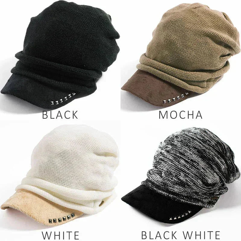 【ブラック】【商品名：アクセントニットキャスケット】