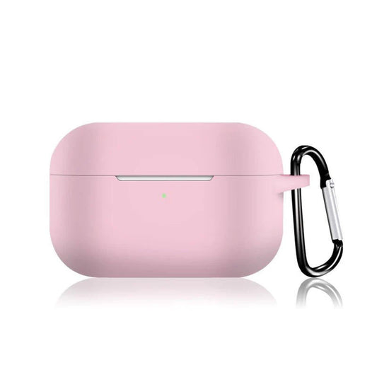AirPodsPro対応ケース ピンク シリコン AirPods Pro Case カバー カラビナ付き エアーポッズプロケース 防塵 耐衝撃 air pods proケース ソフトケース フック付き