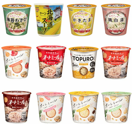 熱湯1分で美味しい食物繊維 ダイエットに役立つヘルシー食材 85キロカロリー カップタイプ 即席オートミール アソート12個 食物繊維は白米の約18倍 少量で満腹感