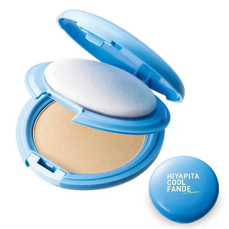 HIYAPITAクール ファンデ(ナチュラルオークル) /カバー力 SPF50＋・PA++++ ベースメイク 日焼け止め配合ファンデ 汗に強い あざ隠し 長時間キープ コンパクト プチプラ uvカット ファンデーション UVカット メイクアップベース トーンアップ ひんやりキープ サラサラをキープ 保湿美容液