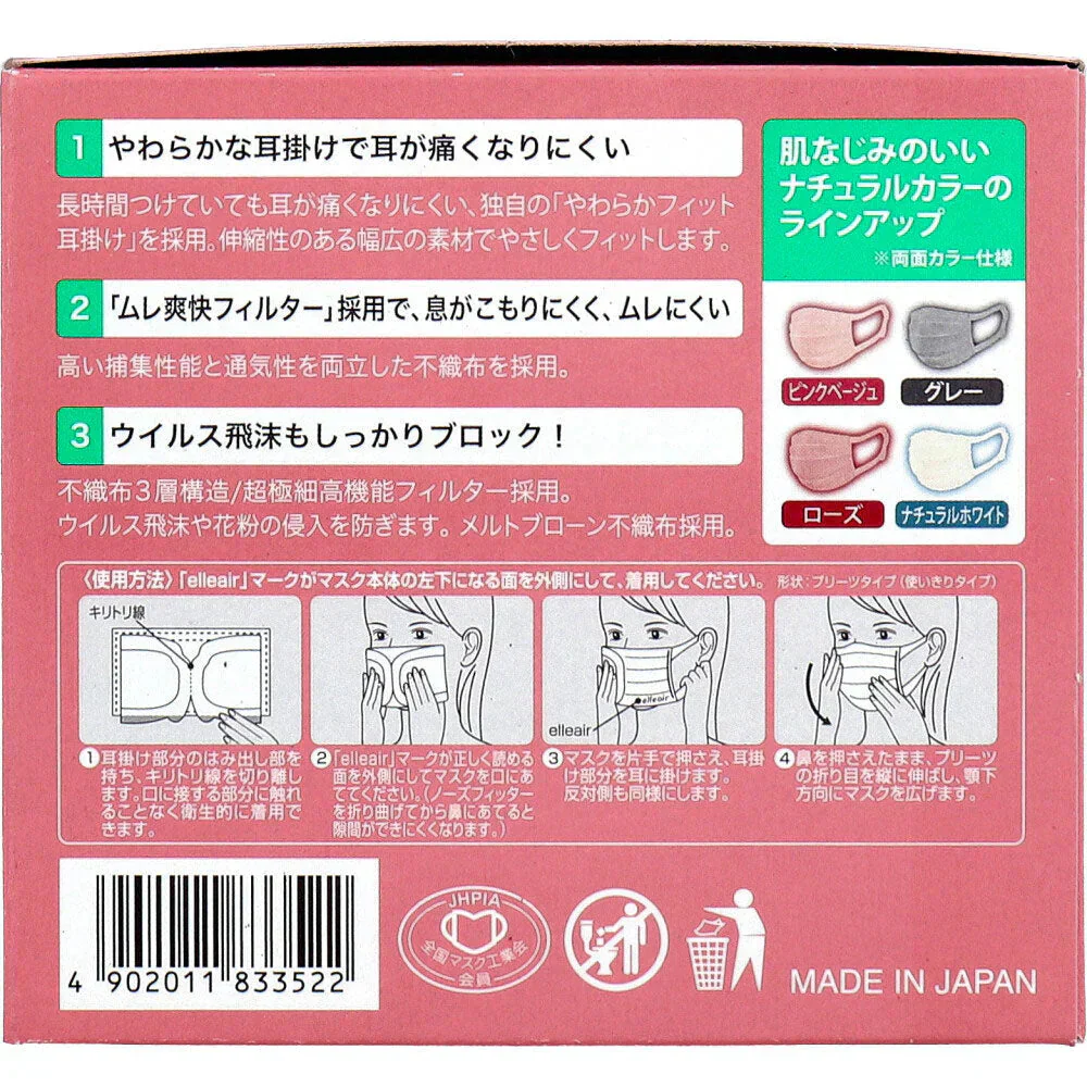 日本製4層不織布マスク 大王製紙 エリエール ハイパーブロックマスク エリカラ ローズ 小さめサイズ 30枚入り X5箱