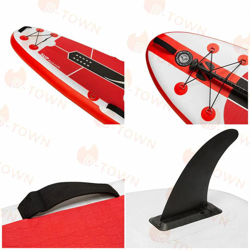 即納商品 サーフボード インフレータブル supボード SUP サップ 初心者 中級者 滑り止め 7点セット SUPボード ヨガ 釣り 海 夏 アウトドア スポーツ w056A(レッド)