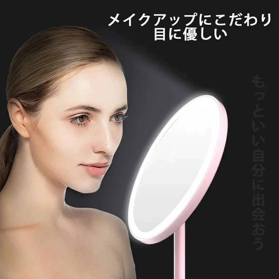 化粧鏡 卓上ミラー 鏡 化粧ミラー 女優ミラー 充電式 led付き 光色と明るさ調節可能 卓上スタントミラー 女性メークアップ　折り畳み w066C(グリーン)