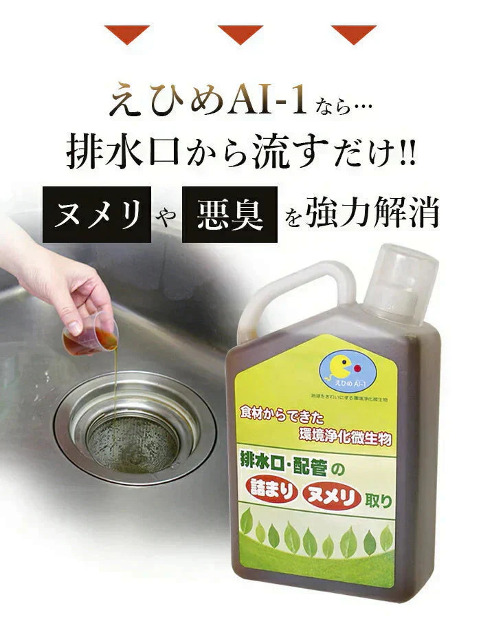 【ヌメリや悪臭を強力に解消】排水口 ヌメリ取り 洗剤 排水溝 排水管 パイプクリーナー パイプ洗浄剤 掃除 ニオイ 匂い対策 / えひめAI-1