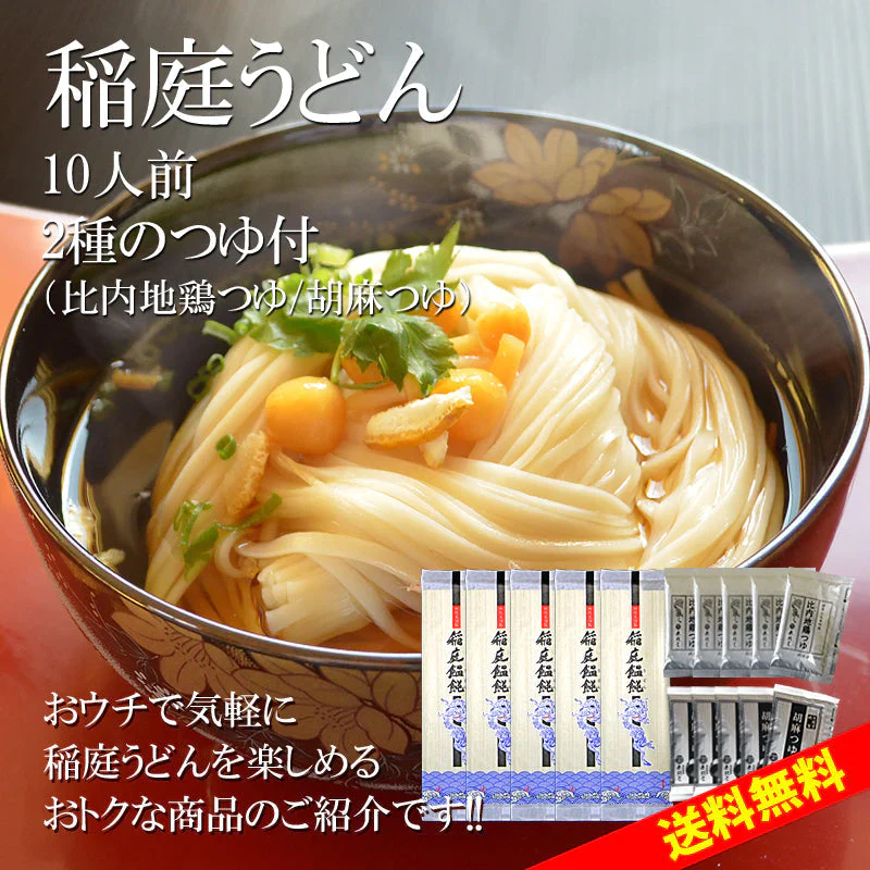 稲庭うどん 自宅用(10人前) 2種のつゆ付き