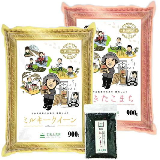 【精米セット】秋田県産あきたこまち 900g & ミルキークイーン 900g 令和5年産【古代米プレゼント付き】