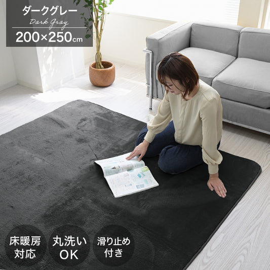 【Lサイズ】【ダークグレー】ラグ 洗える フランネルラグ 軽量 滑り止め 200×250 185×185 130×185 ラグマット おしゃれ 絨毯 マット フランネル 長方形 四角 ラグカーペット 夏 冬 カーペット 北欧 ウォッシャブル ホットカーペット対応 床暖房対応