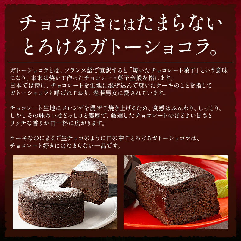 ガトーショコラ 340g 2〜3人前 12cm 4号 取り寄せ チョコレートケーキ チョコケーキ チョコ スイーツ 甘いもの ケーキ デザート 洋菓子 冷凍ケーキ 冷凍スイーツ 冷凍 プレゼント 贈り物 グルメ 送料無料 ギフト