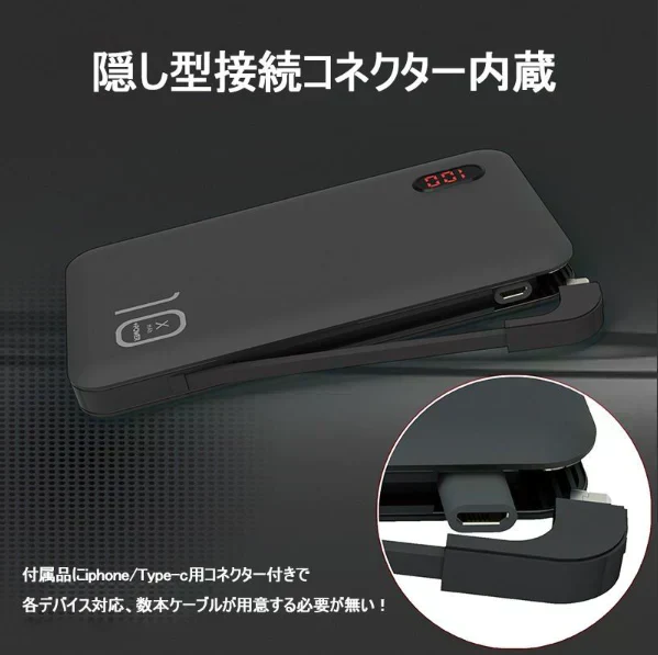 「在庫処分商品」「ホワイト」モバイルバッテリー 12000mAh 大容量 Quick Charge 3.0急速充電 軽量薄型 充電器 残量表示 2台同時充電 QC3.0 高品質 iPhone用 Type-C用コネクター付き PL保険