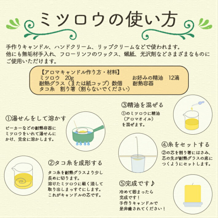 リバティライフ 蜜蝋 精製 ミツロウ ビーズワックス(500g)