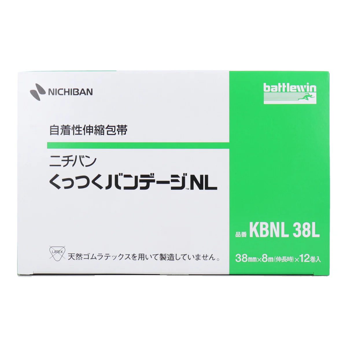ニチバン バトルウィン 自着性伸縮包帯 くっつくバンデージNL KBNL38L 38mmX8m 12巻入り