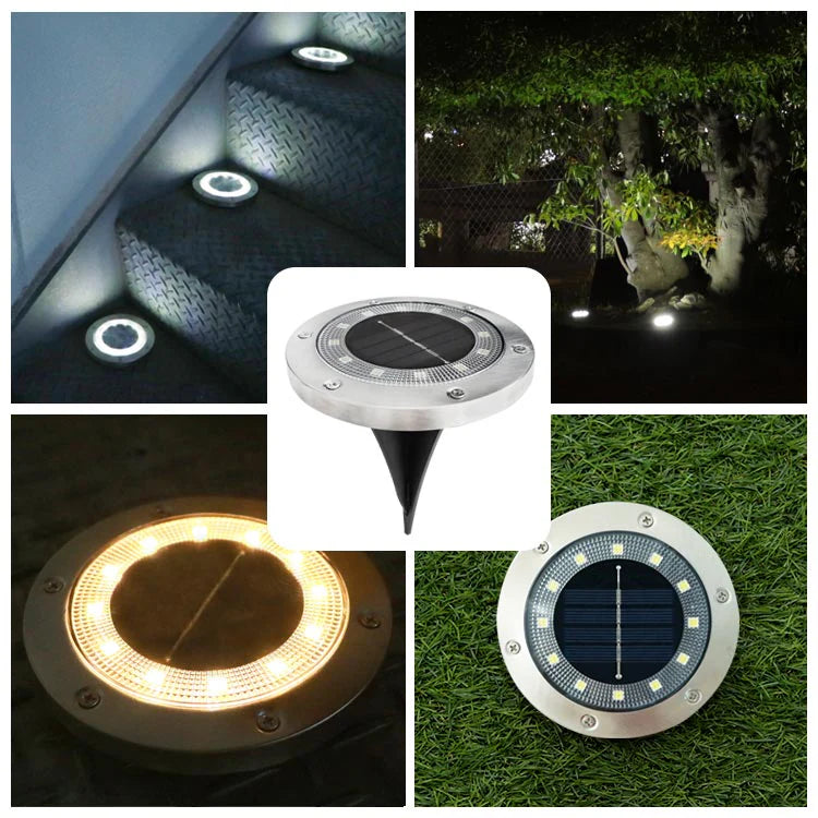 【電球色】【16個セット】ソーラーライト 屋外 防水 埋め込み式 2色 ガーデンライト LEDソーラーライト ガーデンソーラーライト おしゃれ ソーラーガーデンライト ガーデン 防犯 照明 外灯 LEDライト LED