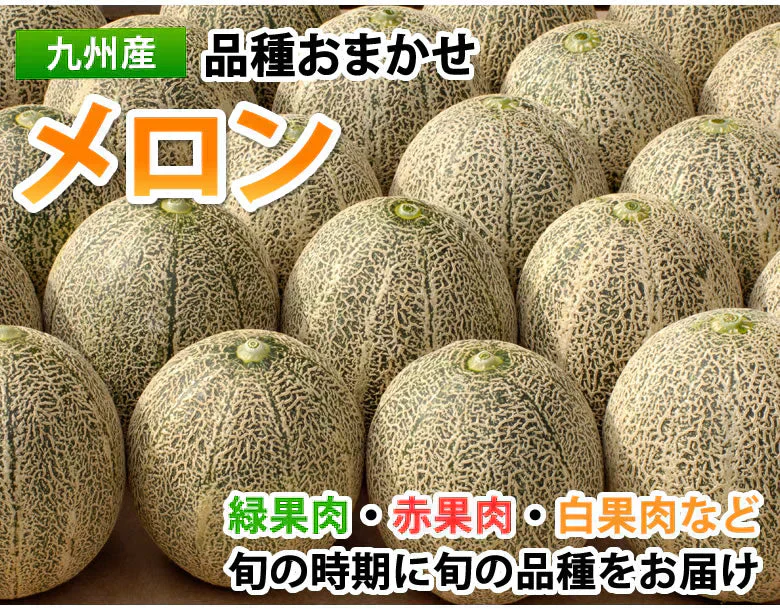 メロン 訳あり 送料無料 約4kg（2〜7玉）品種おまかせ 九州産 キンショウメロン・イエローキング・エリザベス・肥後グリーン・プリンス・レノン・タカミ・アムス・ クインシーメロン・リゾート・アンデスメロン・ホームランなど