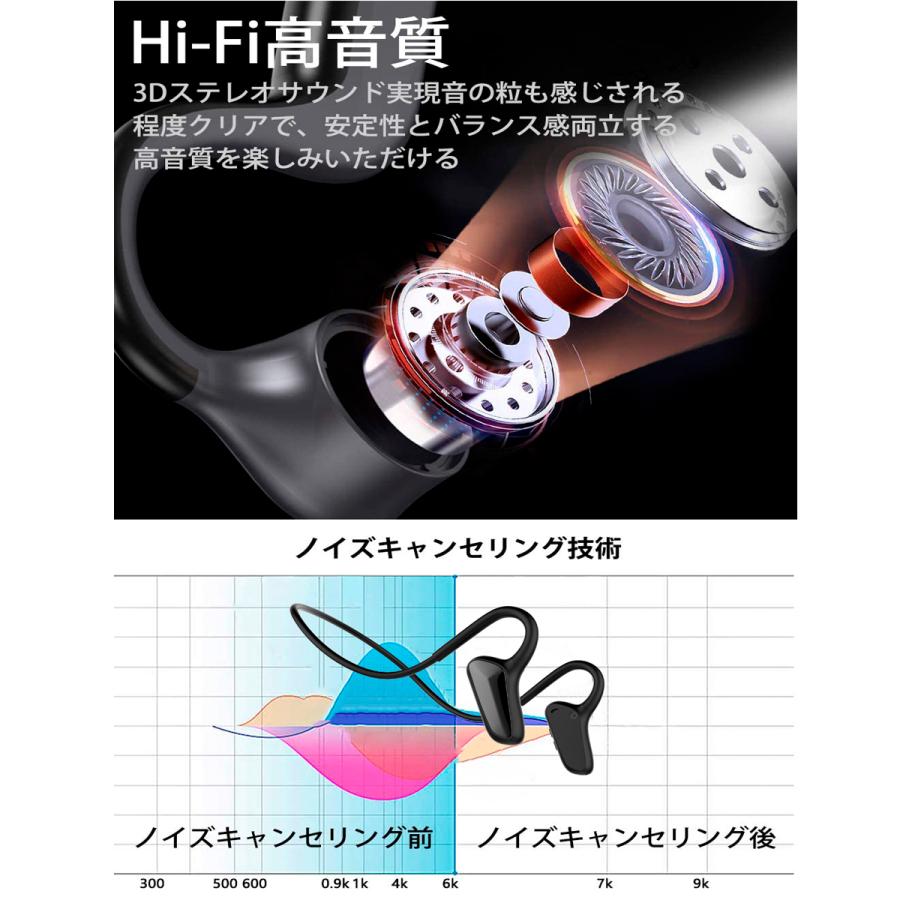 ブルートゥースイヤホン 骨伝導 ヘッドホン 両耳 高音質 タッチタイプ　完全ワイヤレス 耳掛け式 自動ペアリング IPX5防水 Siri対応 Bluetooth CVC6.0 w212A(ブラック)